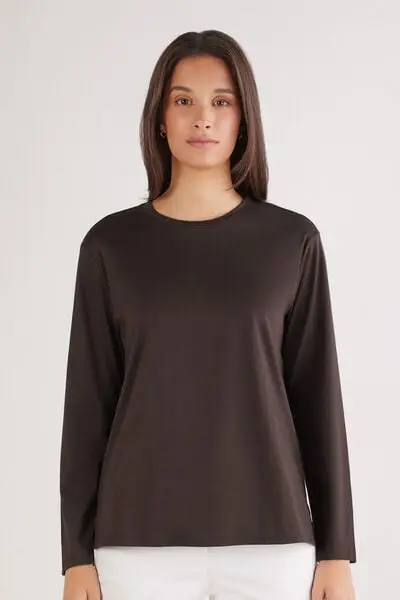 Intimissimi Maglia Manica Lunga in Elevated Cotton Donna Marrone