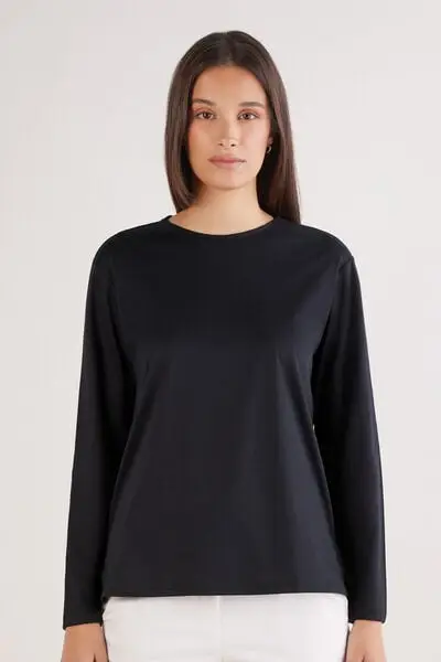 Intimissimi Maglia Manica Lunga in Elevated Cotton Donna Nero