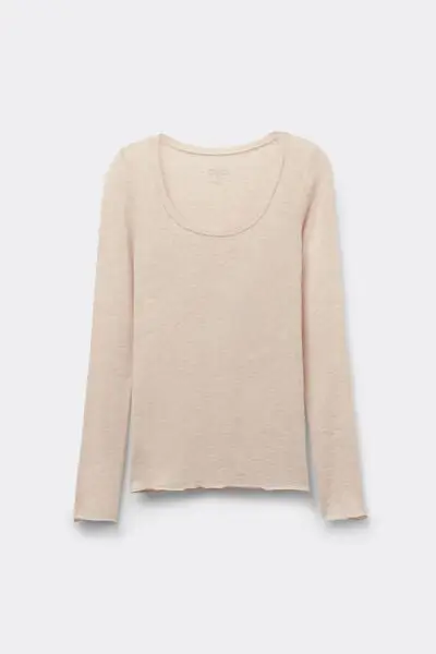 Intimissimi Maglia Manica Lunga Modal Ultralight con Cashmere Scollo Madonna Donna Beige