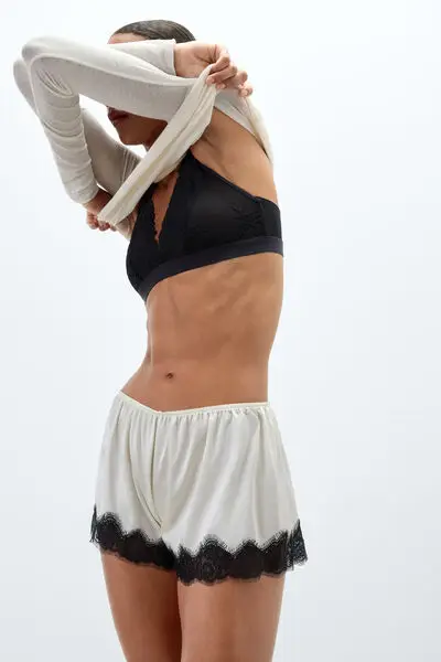 Intimissimi Pantaloncini in Seta e Pizzo Brighten You Day Donna Avorio