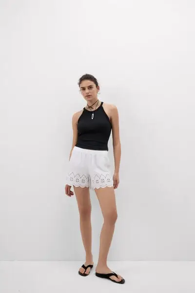 Intimissimi Pantaloncini in Tela di Cotone Sangallo Made with Love Donna Bianco