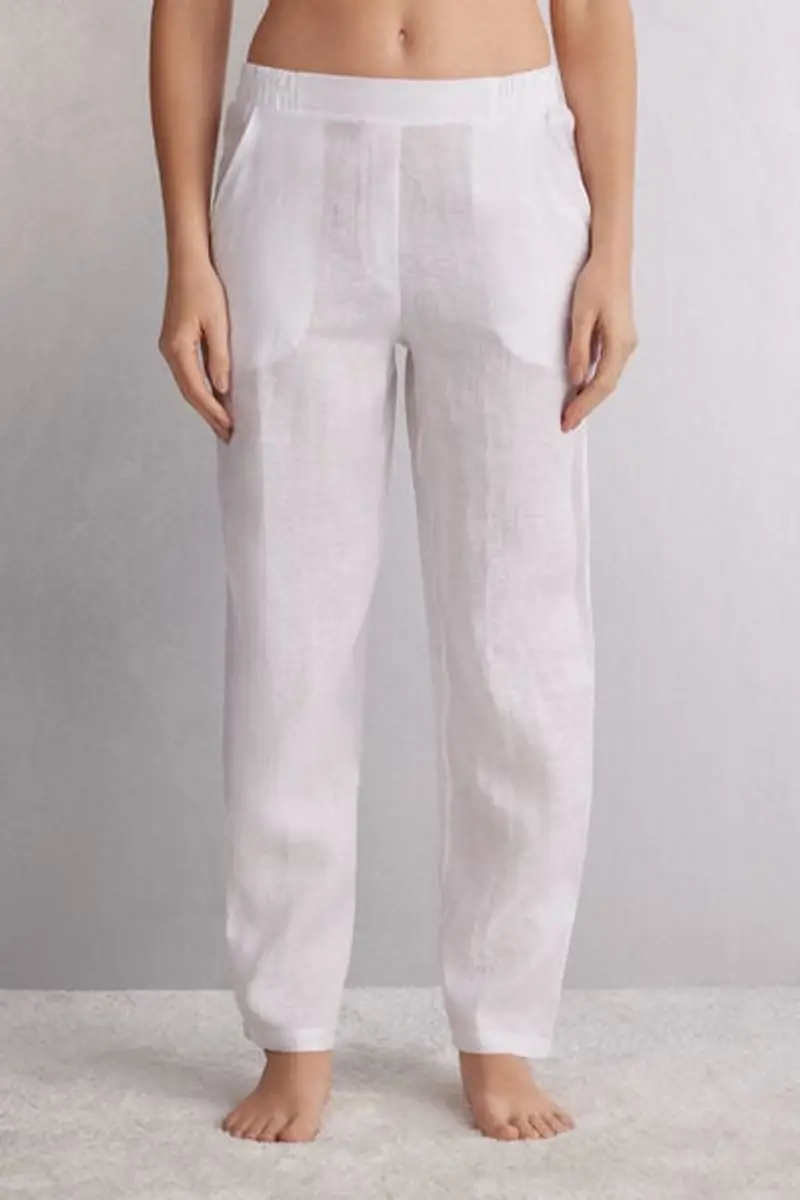 Intimissimi Pantalone in Tela di Lino The Pure Linen Donna Bianco