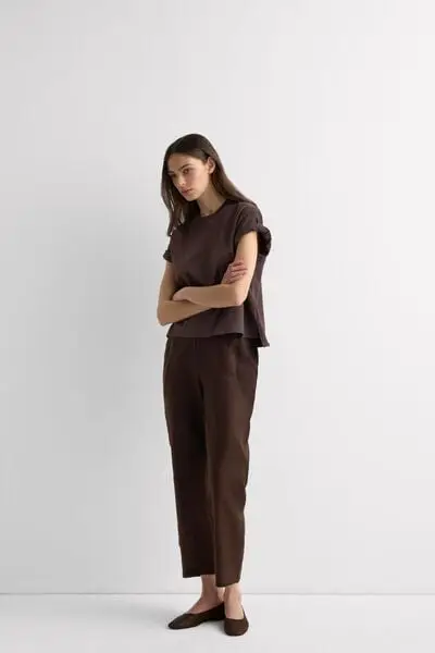 Pantalone in Tela di Lino The Pure Linen Donna Marrone