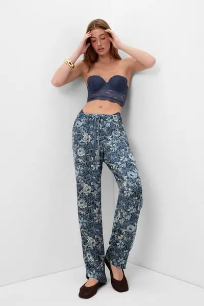 Intimissimi Pantaloni in Raso di Viscosa Stampata Fanciful Flowers Donna Stampa