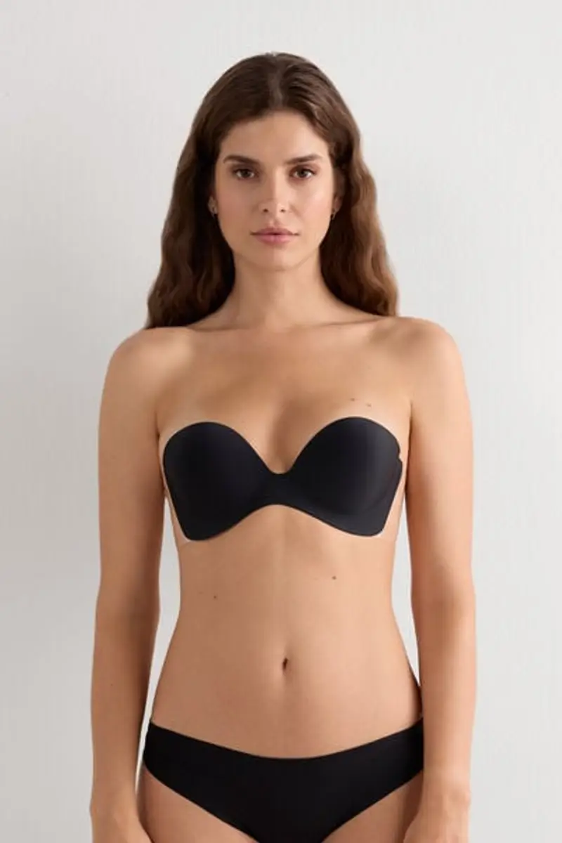 Intimissimi Reggiseno Fascia Autoreggente Schiene Trasparenti Donna Nero Taglia 2