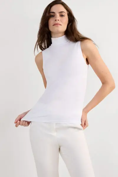 Intimissimi Smanicato a Collo Alto in Micromodal Donna Bianco