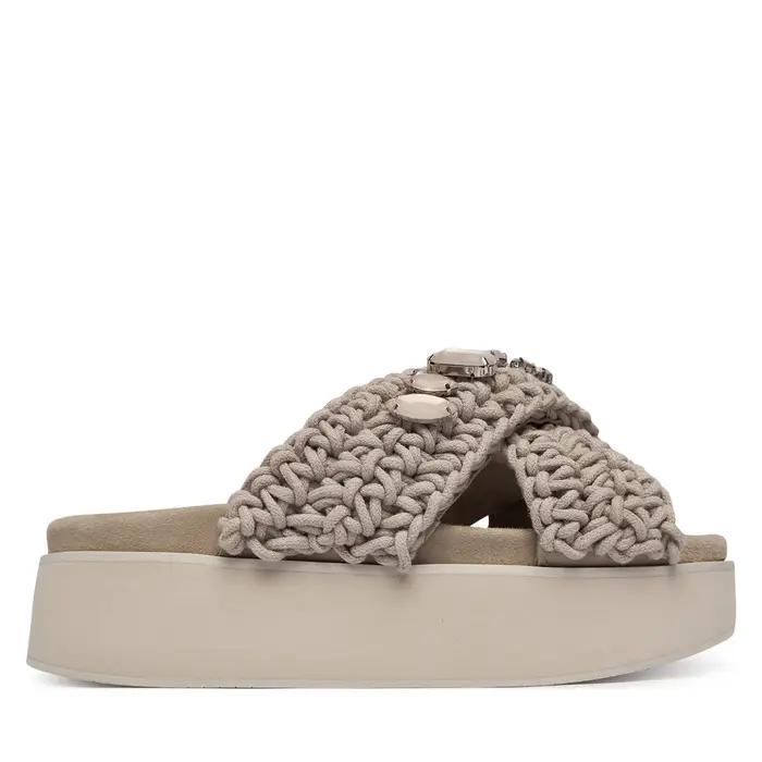 Inuikii Ciabatte Woven Stones Platform 1004 005 0043 Grigio chiaro
