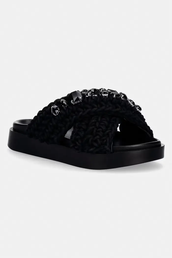 Inuikii ciabatte slide da donna Woven Stones Nero