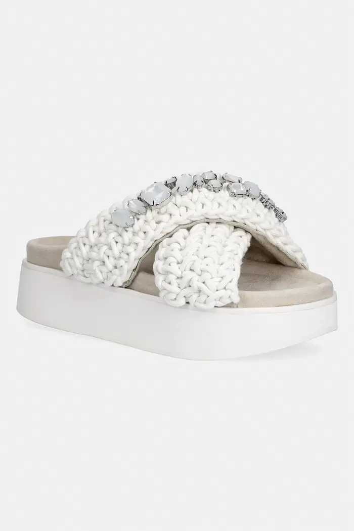 Inuikii ciabatte slide da donna Woven Stones Platform Bianco