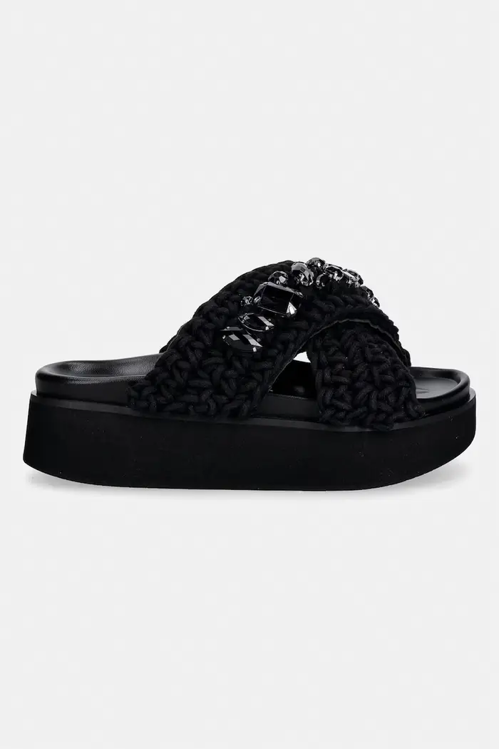 Inuikii ciabatte slide da donna Woven Stones Platform Nero