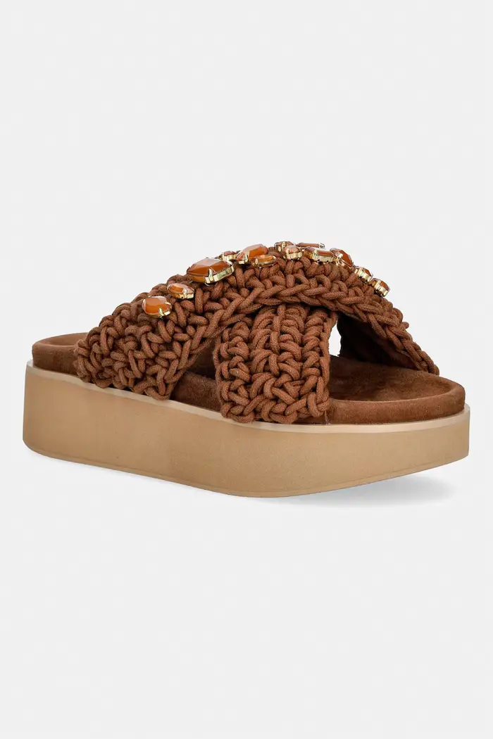 Inuikii ciabatte slide Woven Stones Platform Marrone