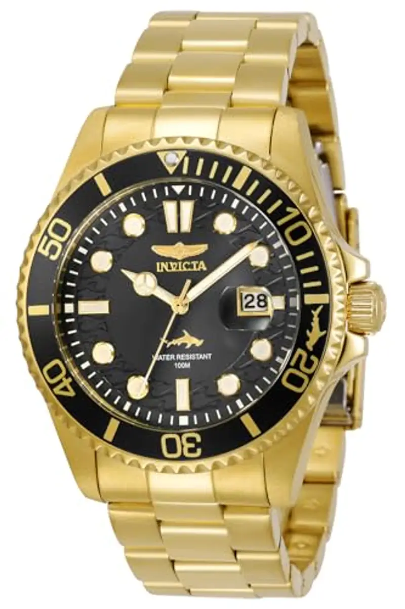 Invicta Pro Diver - Orologio da Uomo in Acciaio Inossidabile con Movimento al Quarzo, Nero/Oro