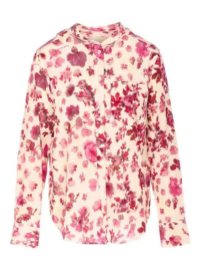 Isabel Marant Camicetta Rusak in seta con stampa rose Color Carne E Neutri