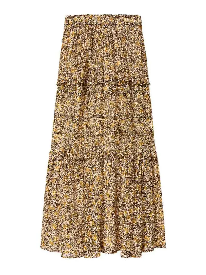 Isabel Marant Etoile Gonna lunga in maxi cotone Marrone Chiaro