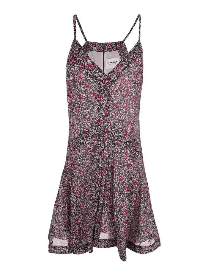 Isabel Marant Etoile MiniVestito in cotone con stampa floreale Rosso Scuro