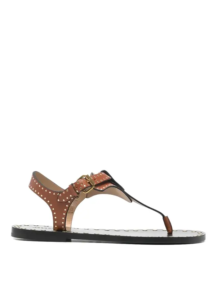 Isabel Marant Sandali piatti con borchie Joonya Marrone