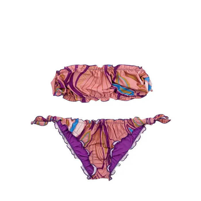 Bikini Fascia Sbambolato Rosa Bambina Anni