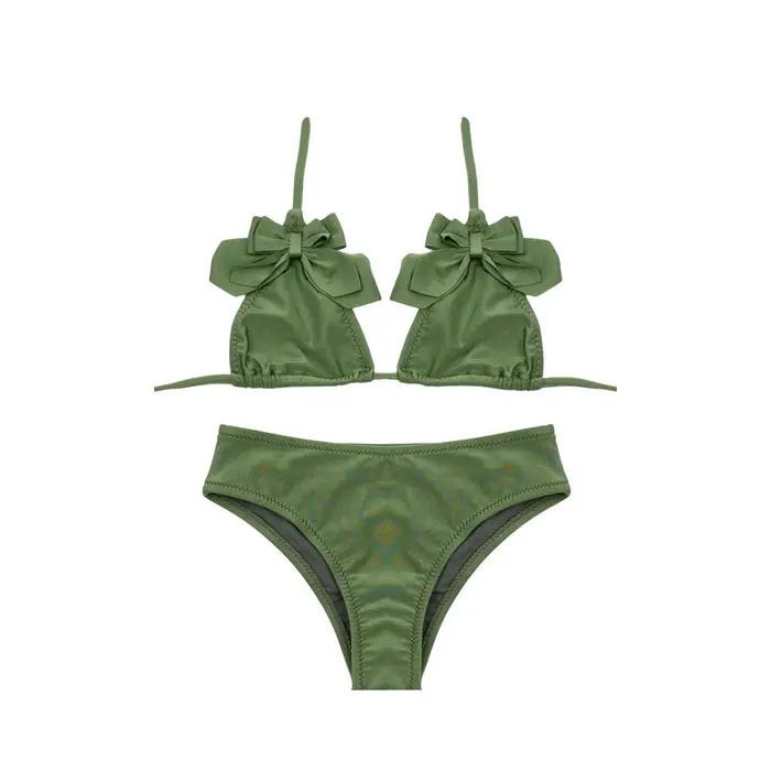 Bikini Triangolo Ribattuto Verde Bambina Anni