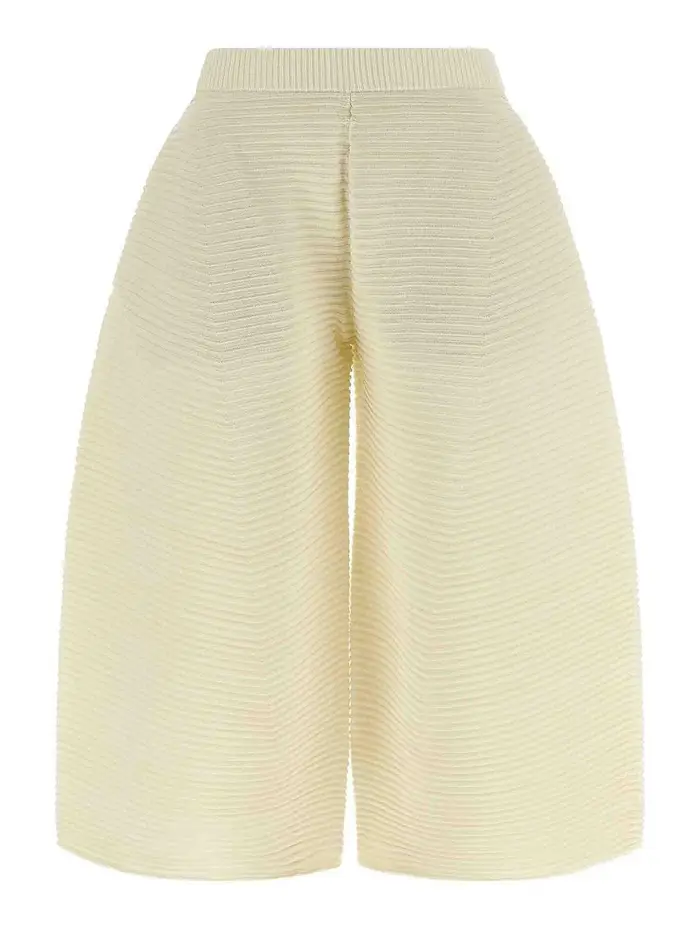 Issey Miyake Pantaloni in maglia ondulata Bianco