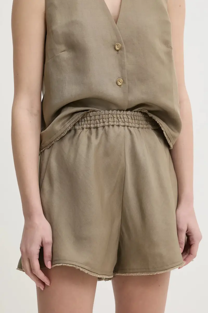 Ivy Oak pantaloncini in lino colore verde IO115201