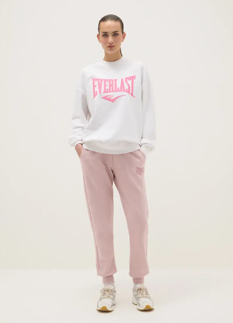 J EVERLAST DONNA Pantaloni In Misto Cotone Rosa Regular Fit Con Logo Everlast, Donna, Rosa