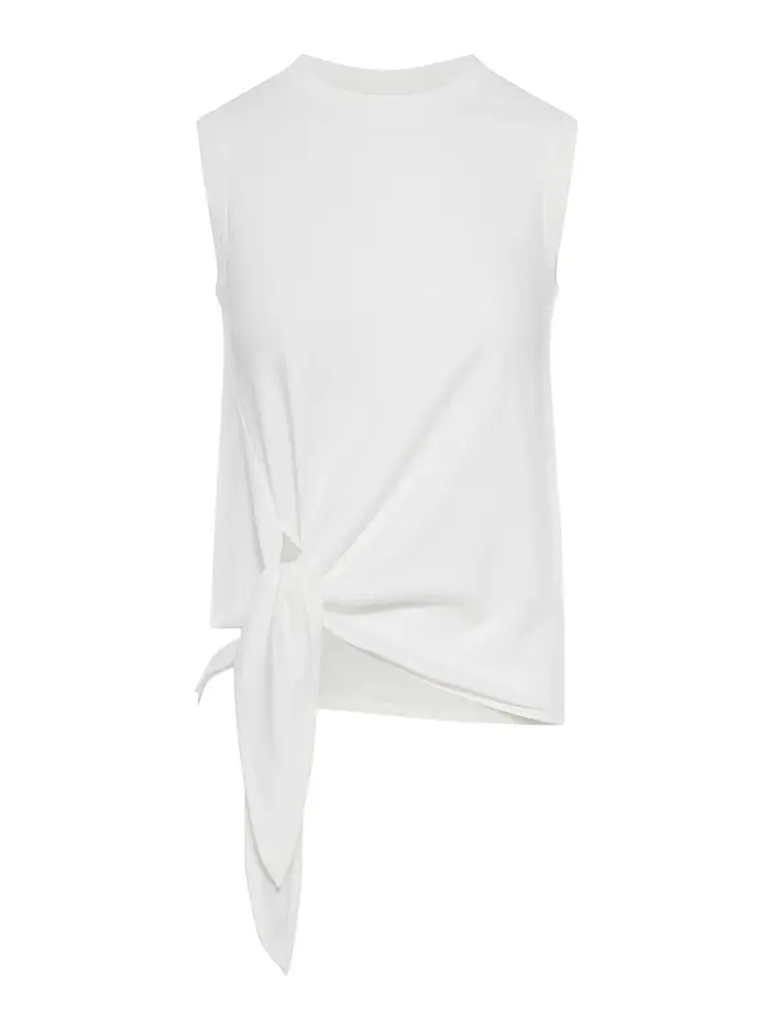 J W Anderson Canotta in cotone con orlo annodato Bianco
