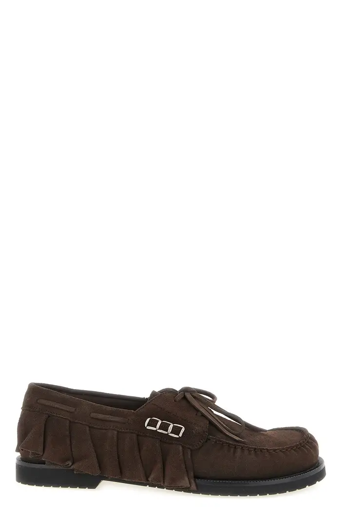 J W ANDERSON Scarpa Da Barca Suede Volant Marrone