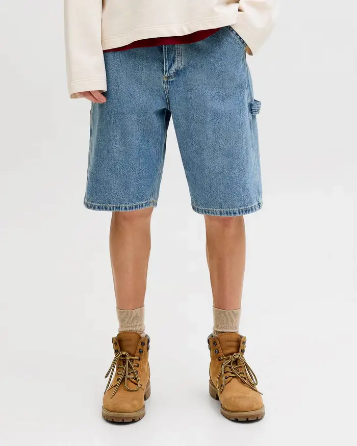 Jack & Jones Bermuda carpenter lavaggio chiaro in denim di cotone