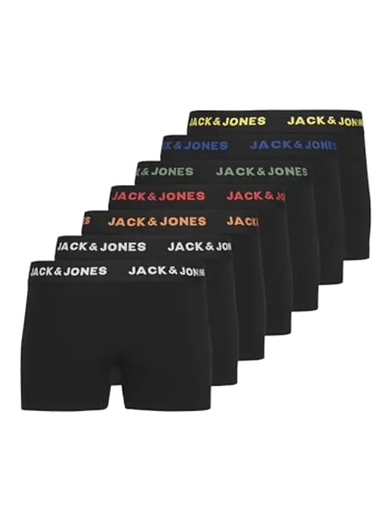 JACK & JONES Jacbasic Trunks - Confezione Da 7 Bicchieri Noos Jnr, Trunks. Bambini e ragazzi, Nero - Bianco - Giallo