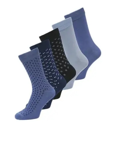 JACK & JONES Jacditsy Socks 5 Pack Calzini, Blu Medievale, Confezione: Bijou Blue – Sky Capitan – Bijou Blue – Mountain