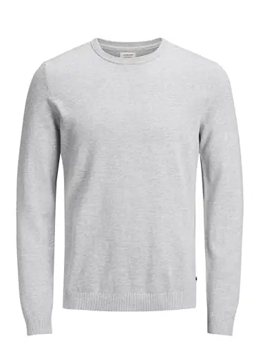JACK & JONES Jjebasic Knit Crew Neck Noos, Felpa Uomo, Grigio (Light Grey Melange Light Melange), Medium