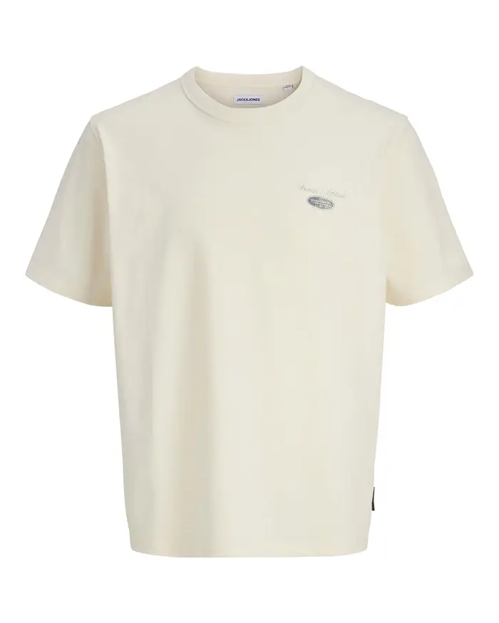 Jack & Jones T-shirt avorio in puro cotone con scritta Denim Attitude