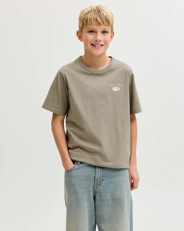 Jack & Jones T-shirt color salvia in puro cotone con scritta Era of denim