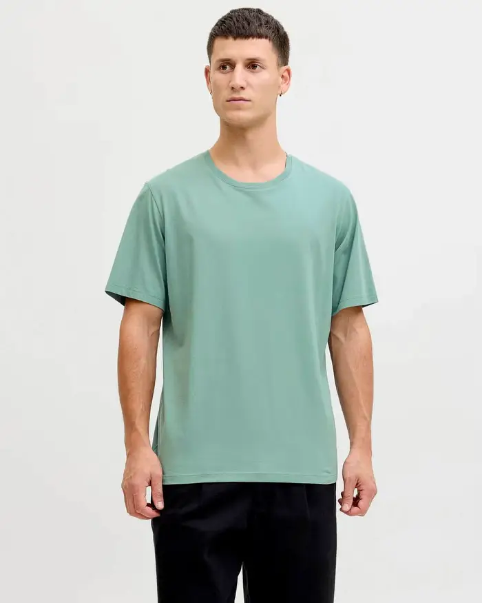 Jack & Jones T-shirt mezza manica verde acqua in cotone organico