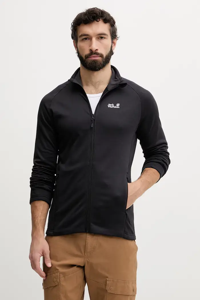 Jack Wolfskin felpa sportiva da uomo Peak District Nero