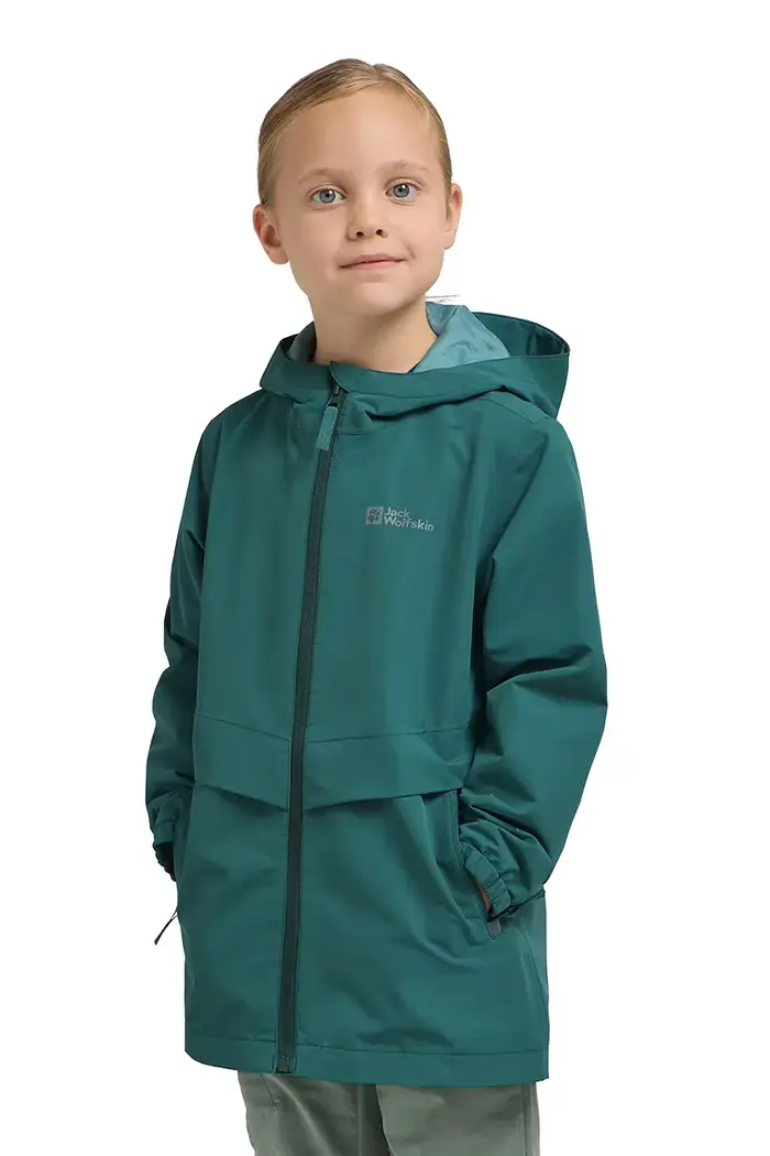 Jack Wolfskin impermeabile bambino/a MALIMA Verde