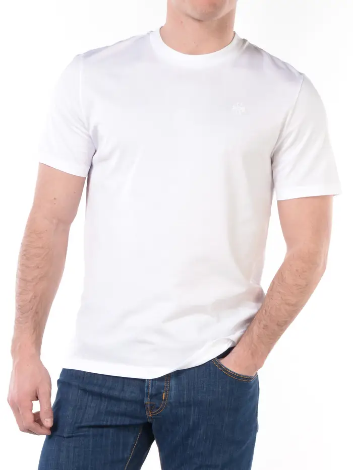 JACOB COHEN t Shirt da uomo a girocollo con logo Bianco