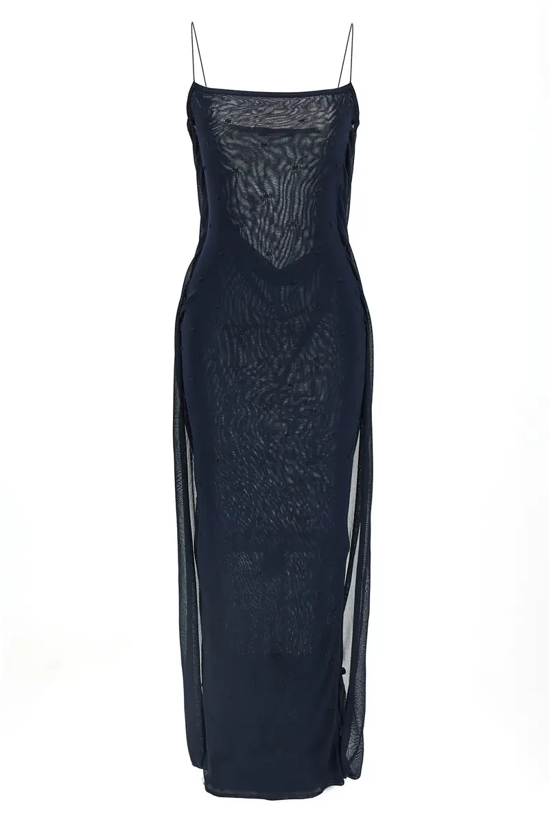 JACQUEMUS Abito La Robe Maille Plumetis Blu