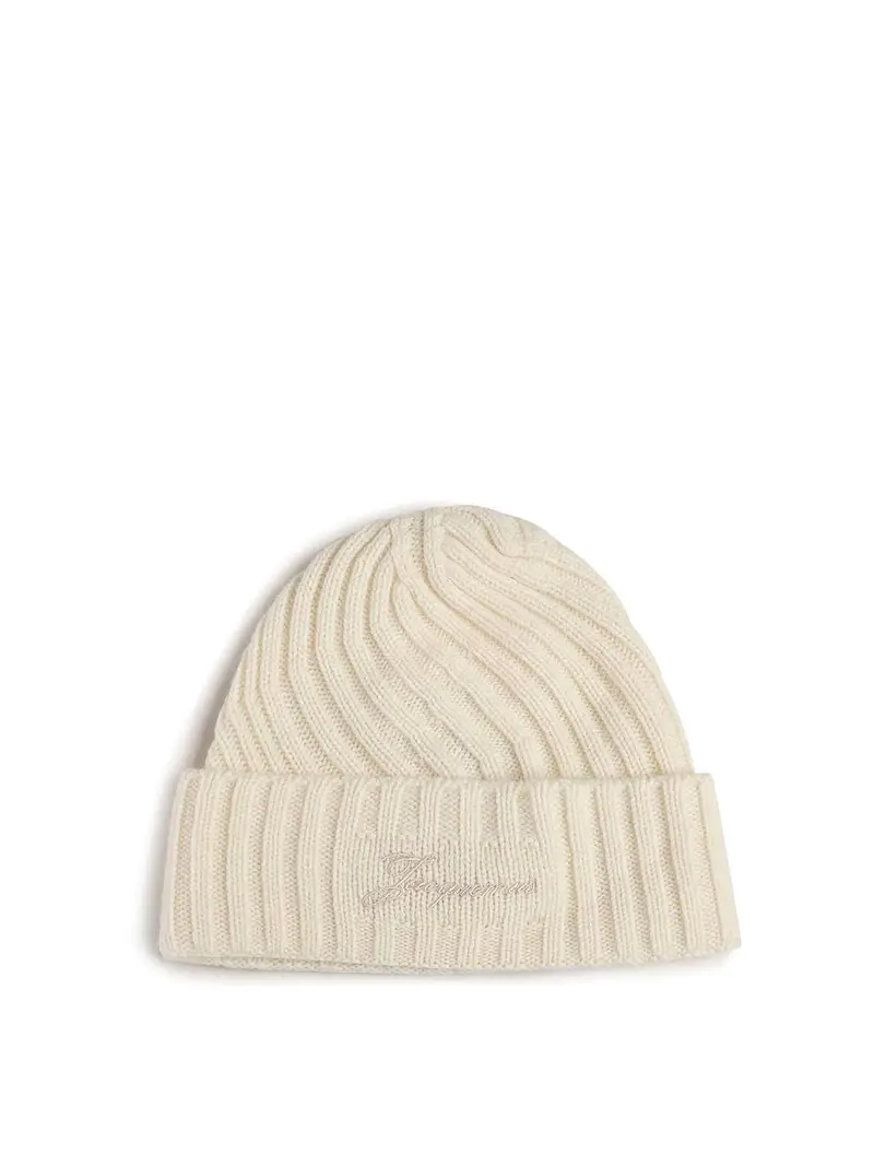 Jacquemus Berretto in cashmere e lana Le Bonnet Tourni Bianco
