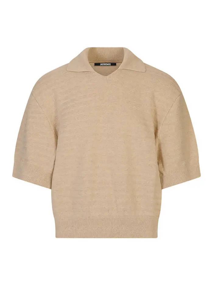 Jacquemus Le Polo Maille Chevron Marrone