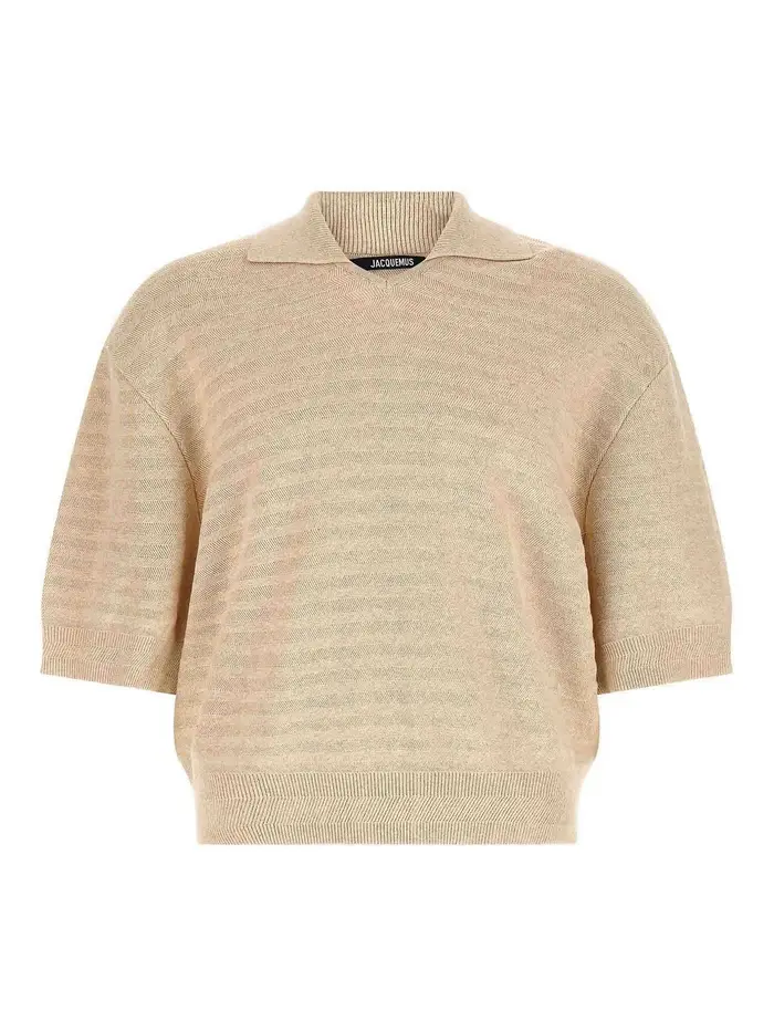 Jacquemus Polo Le Polo Maille Chevron Beige