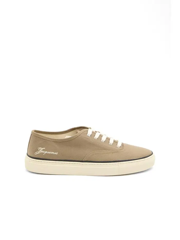 Jacquemus Sneakers da skate in cotone kaki Marrone Chiaro