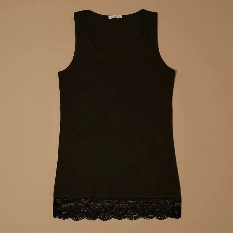 Jadea Canotta donna spalla con pizzo finale 4328 - nero
