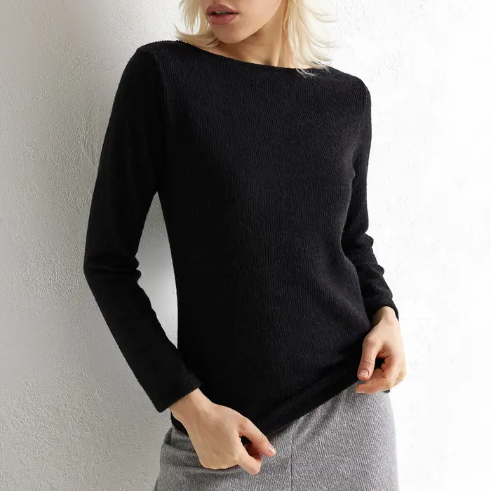 Jadea Maglia scollo a barca a costine 4865 donna caffe