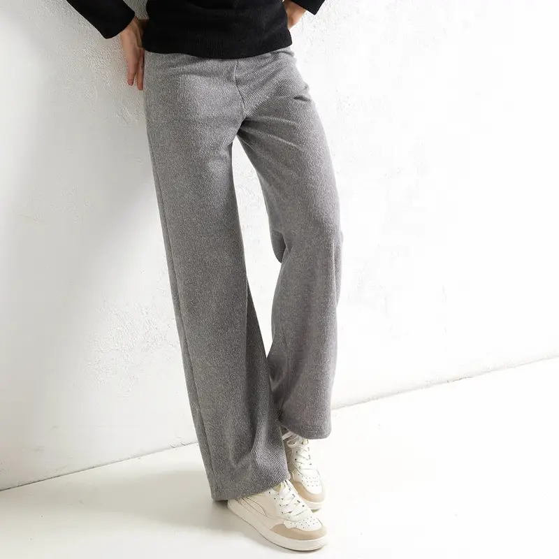 Jadea Pantalone morbido in maglia a coste 4873 donna grigio