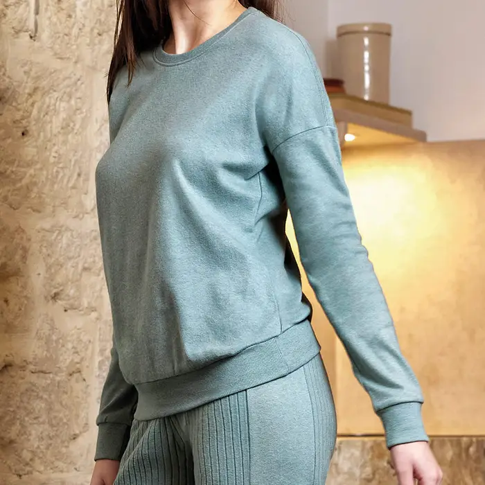 Jadea Pigiama girocollo caldo cotone 5237 marte donna sabbia melange