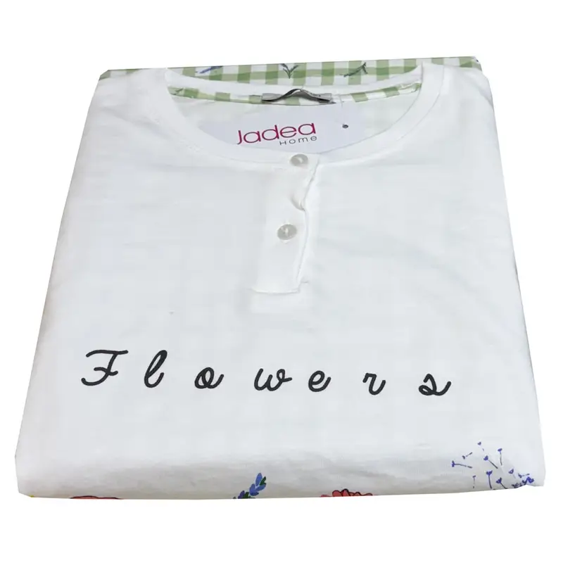 Jadea Pigiama manica corta pantalone lungo salvia 3230 donna bianco