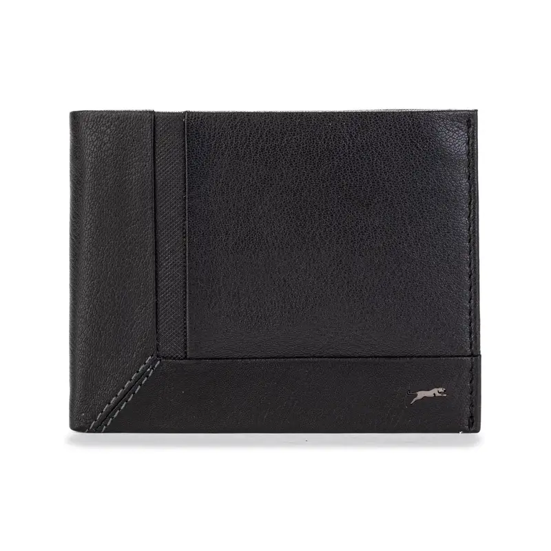 JAGUAR Portafoglio nero da uomo con logo e cuciture