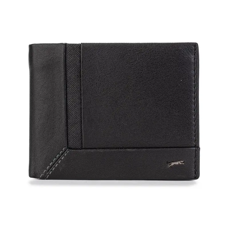 JAGUAR Portafoglio nero da uomo con logo e cuciture