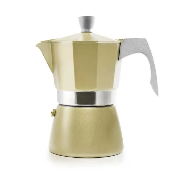 Ibili - Caffettiera à Expresso Evva Golden, 2 Tasses, 100 ml, Fonte D Alluminio, Compatibile con le Placche a Induzione